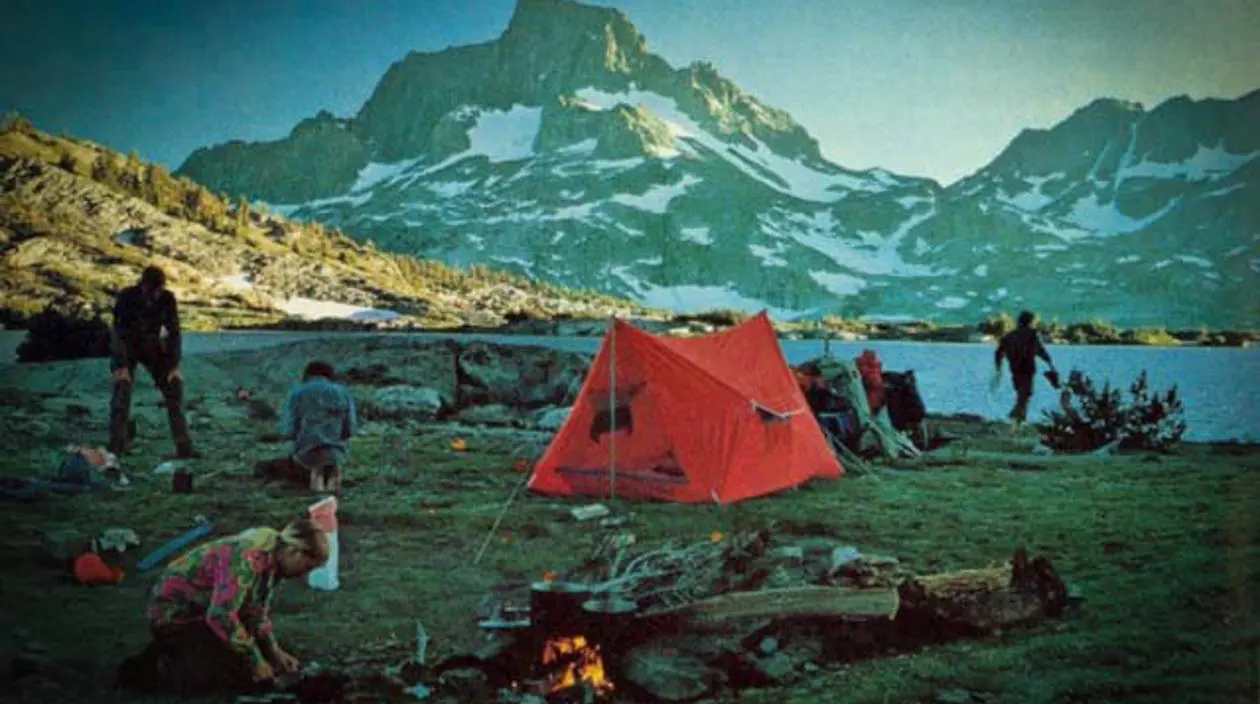 Old photo of a campsite