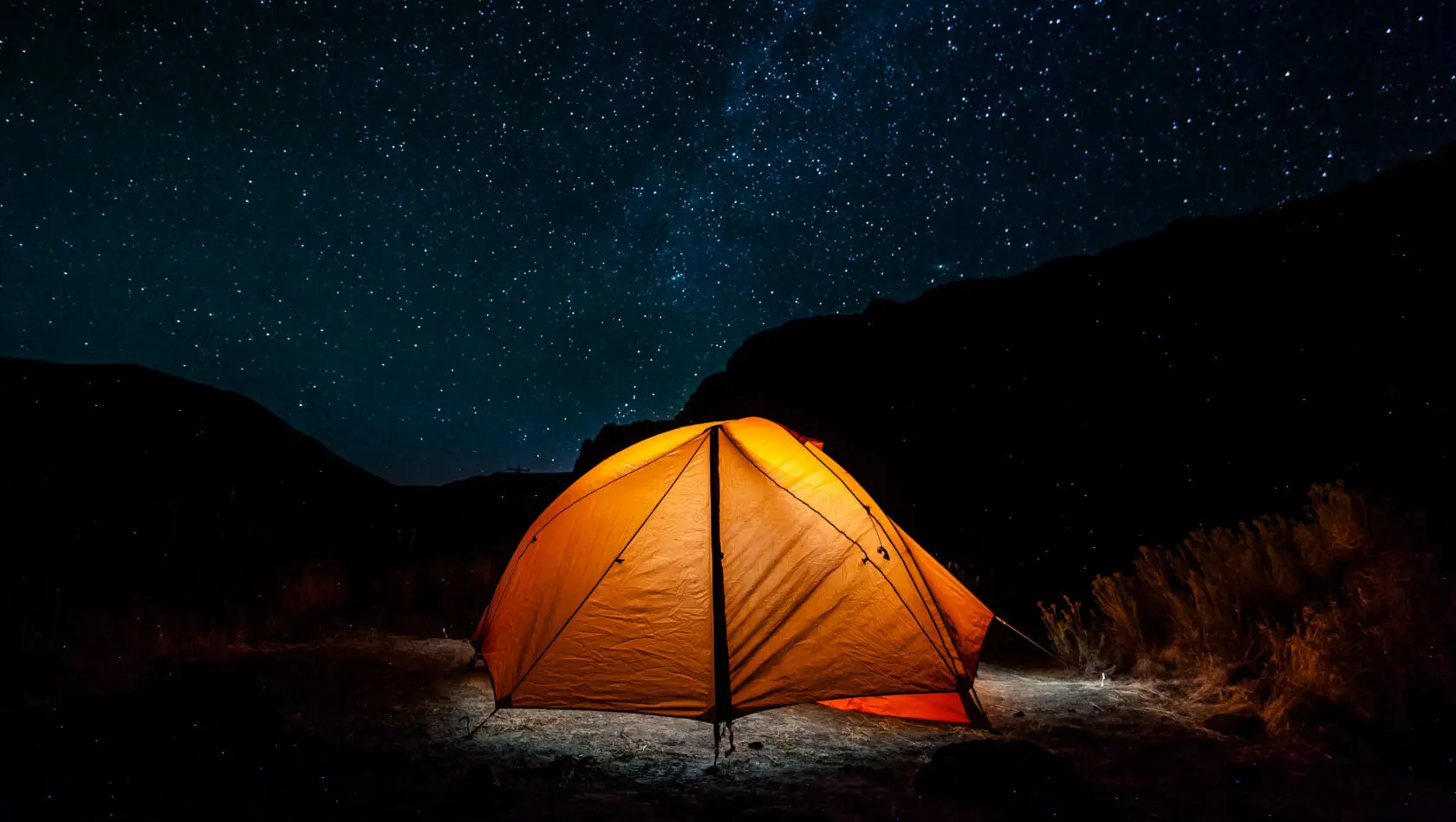 Tent under a stary sky