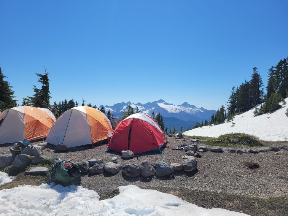 tents up in an alpine area on mt baker