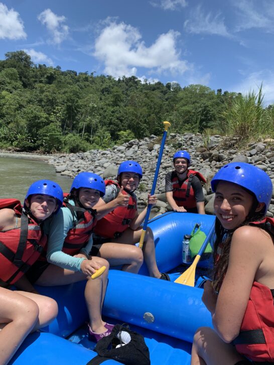 group of students rafting
