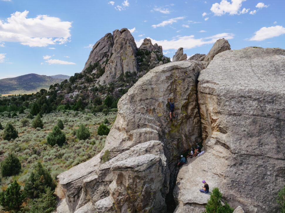 group climbing at city of rocks