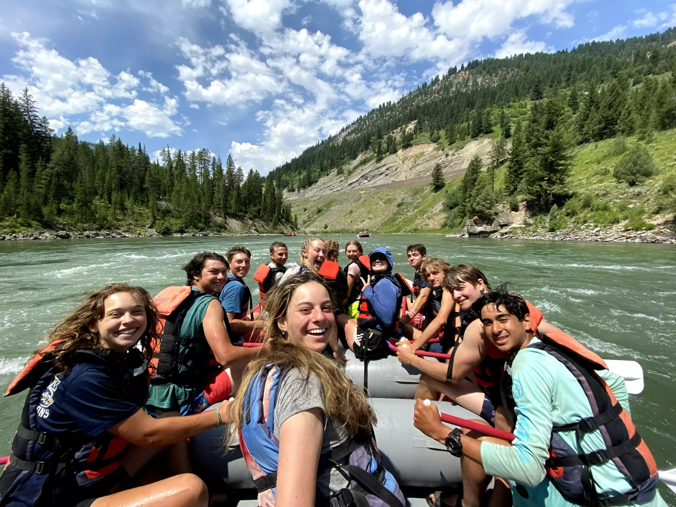 Group whitewater rafting