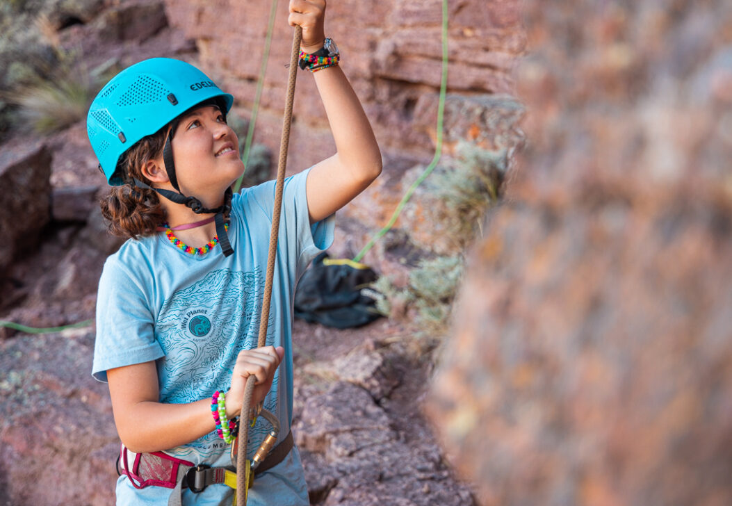 Student belaying at Smith Rock State Park
