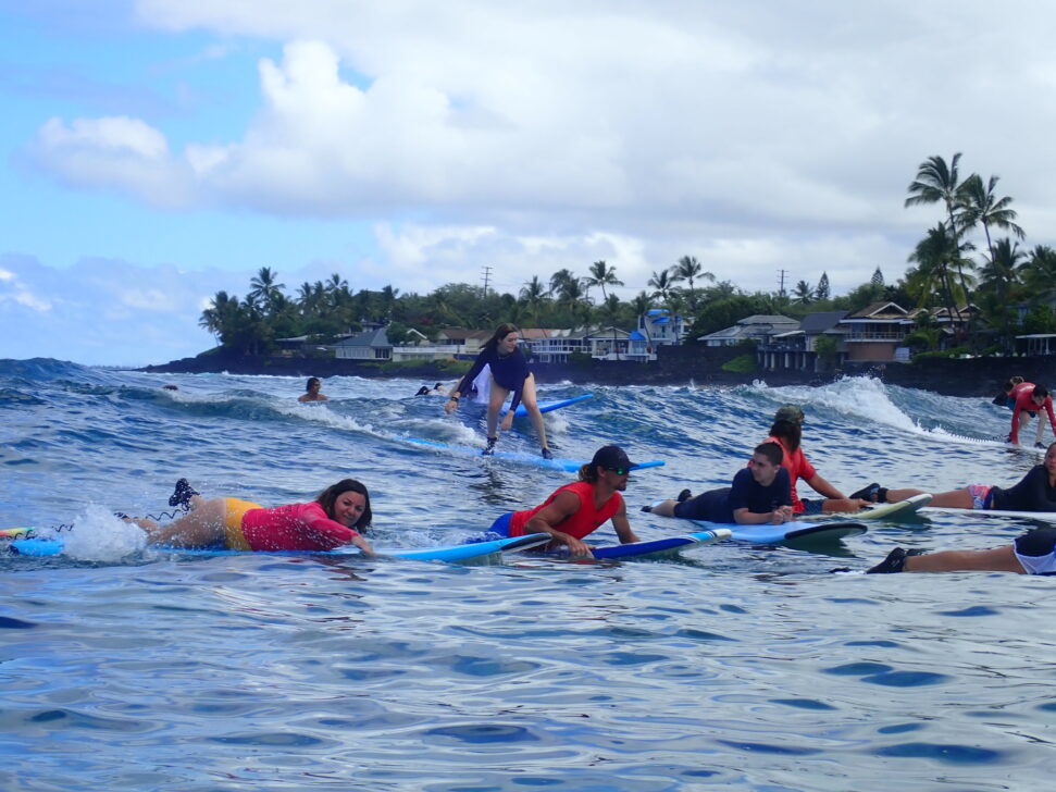 Group Surfing in Hawaii