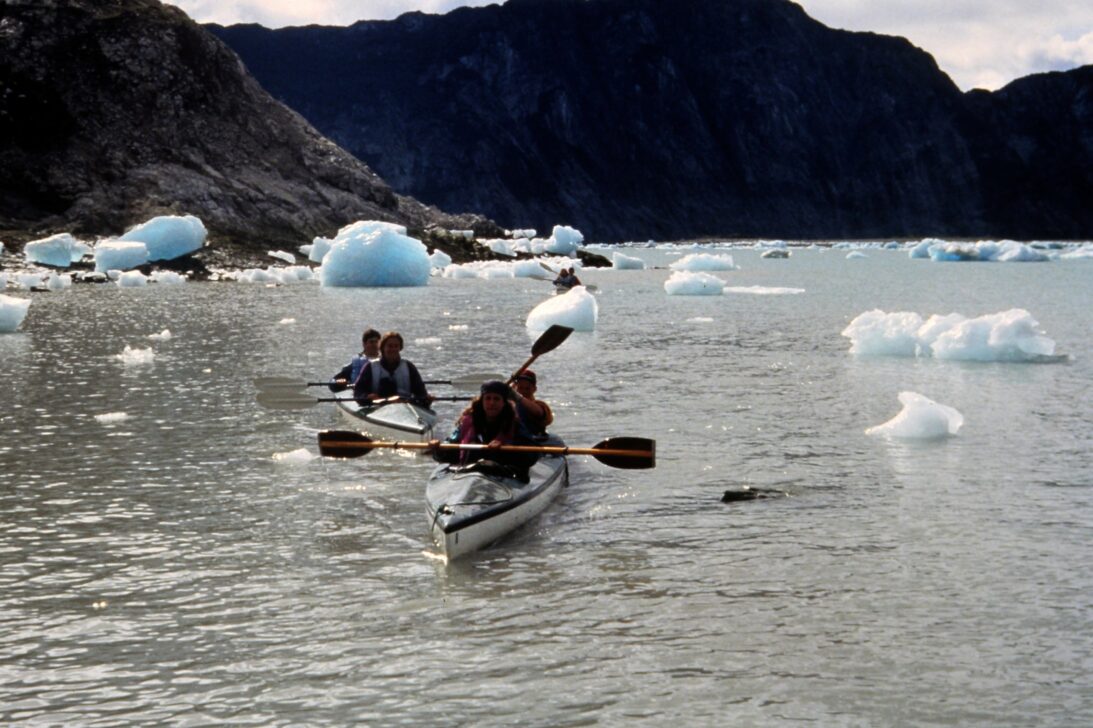 1992 Sea kayaking through icebergs