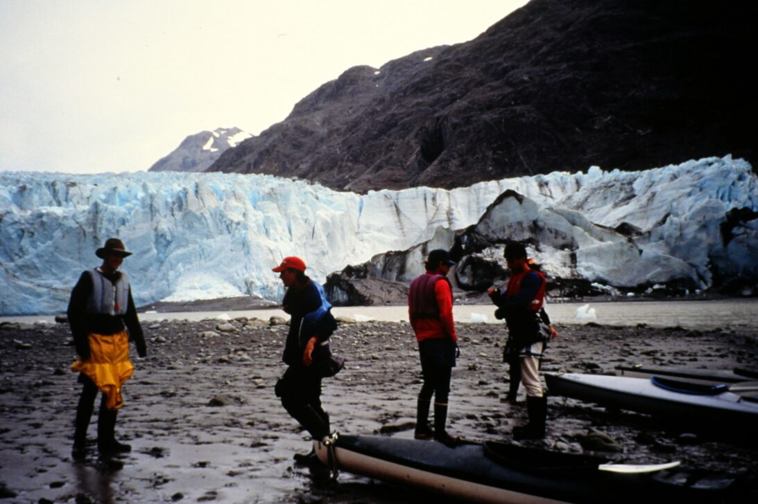 1993 Sea kayaks on the beach by the glacier
