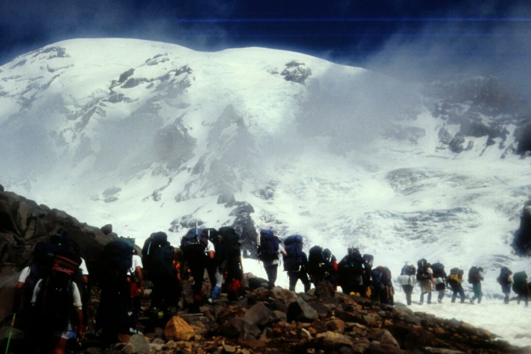 1993 Group with snowy mountains behind