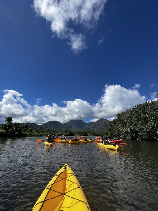 Group sea kayaking in Hawaii