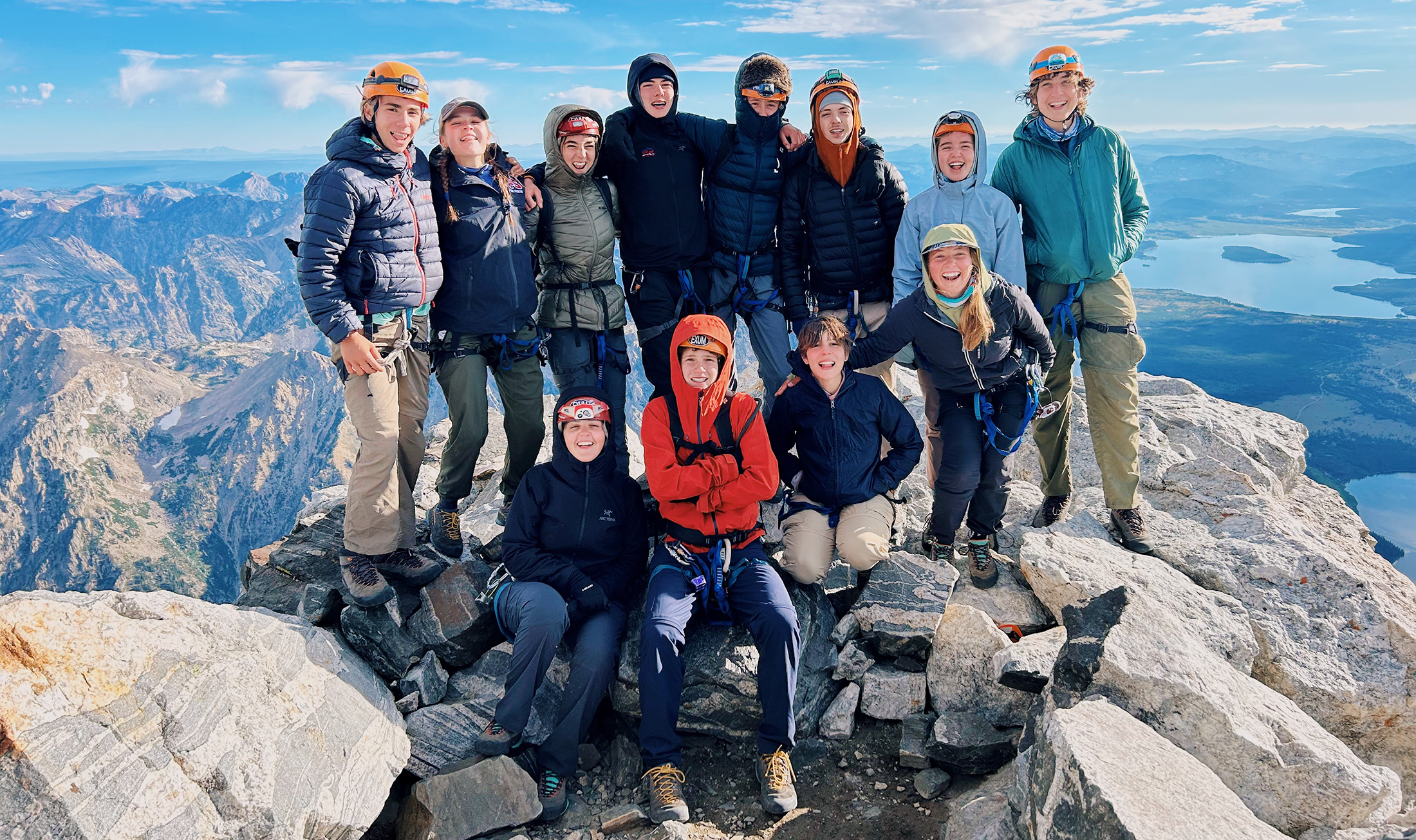 Group of people on the summit of the Grand Teton